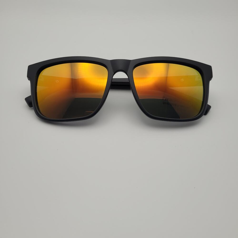 Black Sport Sunglasses Orange Mirrored Lense Red Stripes Streetwear Retro Summer